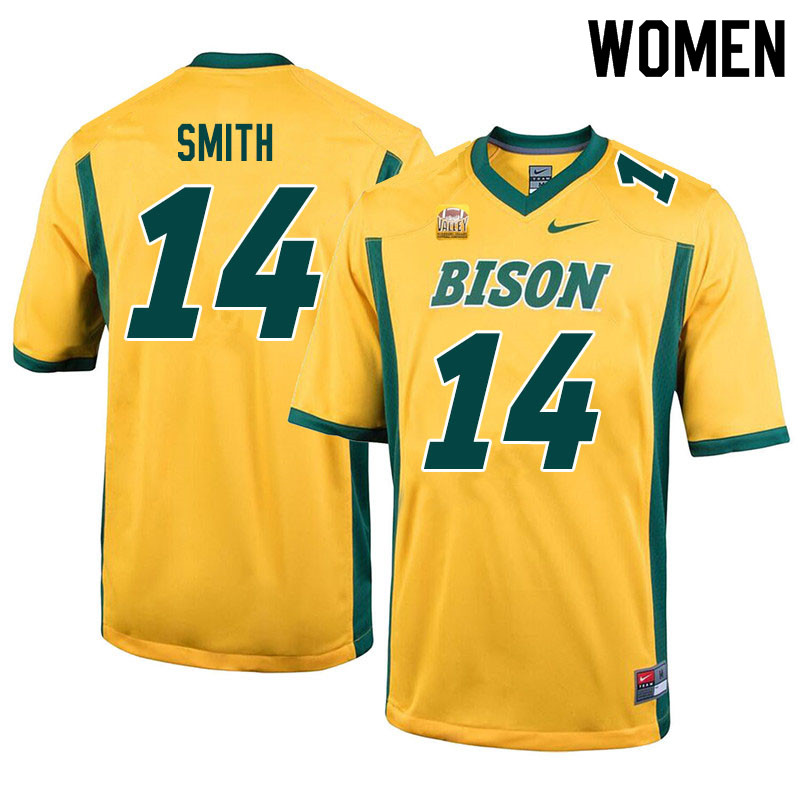 Women #14 Cam Smith North Dakota State Bison College Football Jerseys Sale-Yellow - Click Image to Close